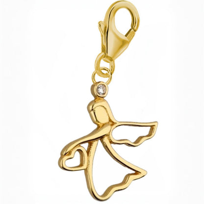 Engel Charm vergoldet 925 Silber – kleiner Anhänger für Charmkette Bild 1