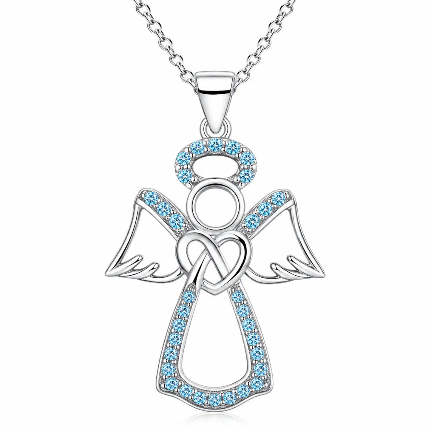 Engel Kette mit farbigem Stein 925 Silber (40-50cm)