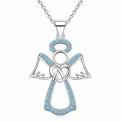 Engel Kette mit farbigem Stein 925 Silber (40-50cm)