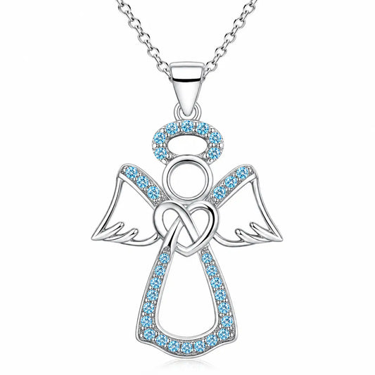 Engel Kette mit farbigem Stein 925 Silber (40-50cm)