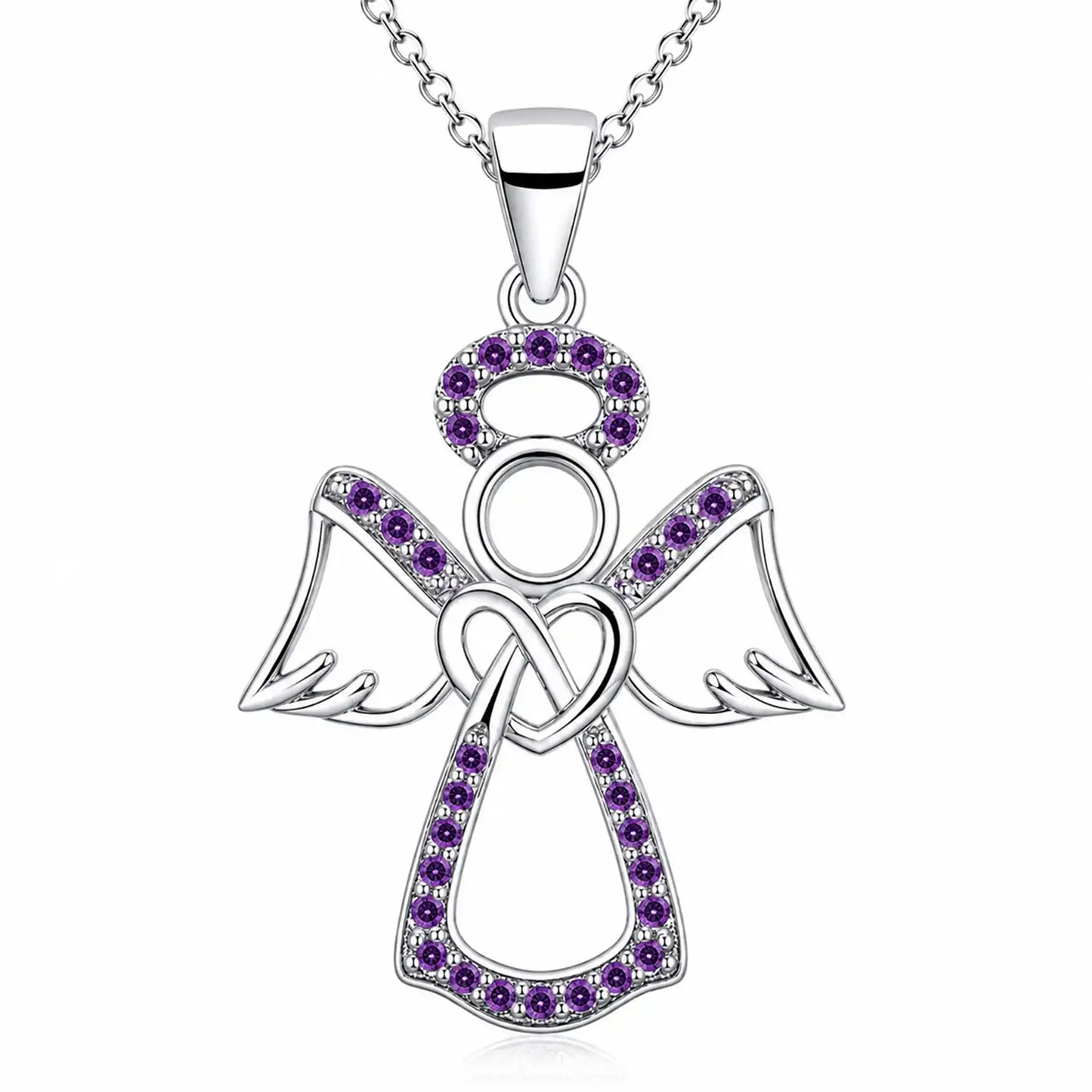 Engel Kette mit farbigem Stein 925 Silber (40-50cm)