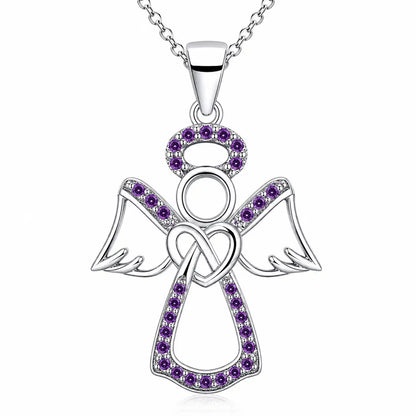 Engel Kette mit farbigem Stein 925 Silber (40-50cm)