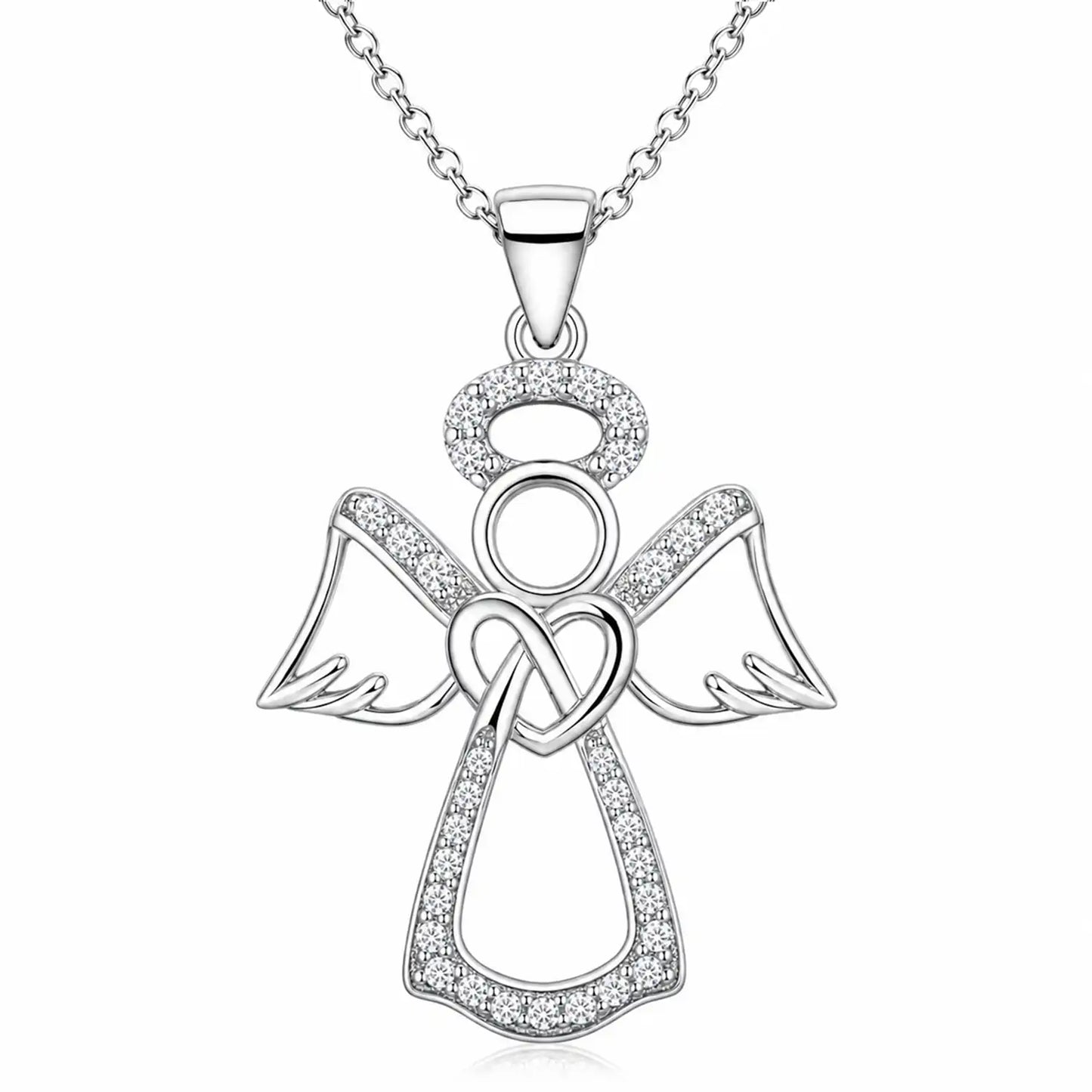 Engel Kette mit farbigem Stein 925 Silber (40-50cm)