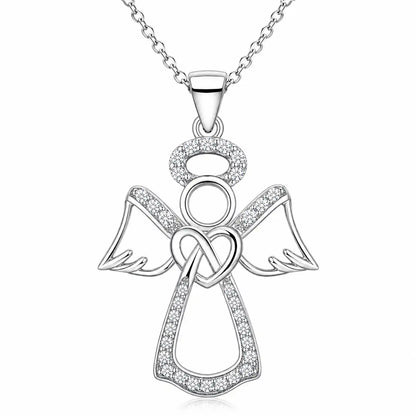 Engel Kette mit farbigem Stein 925 Silber (40-50cm)