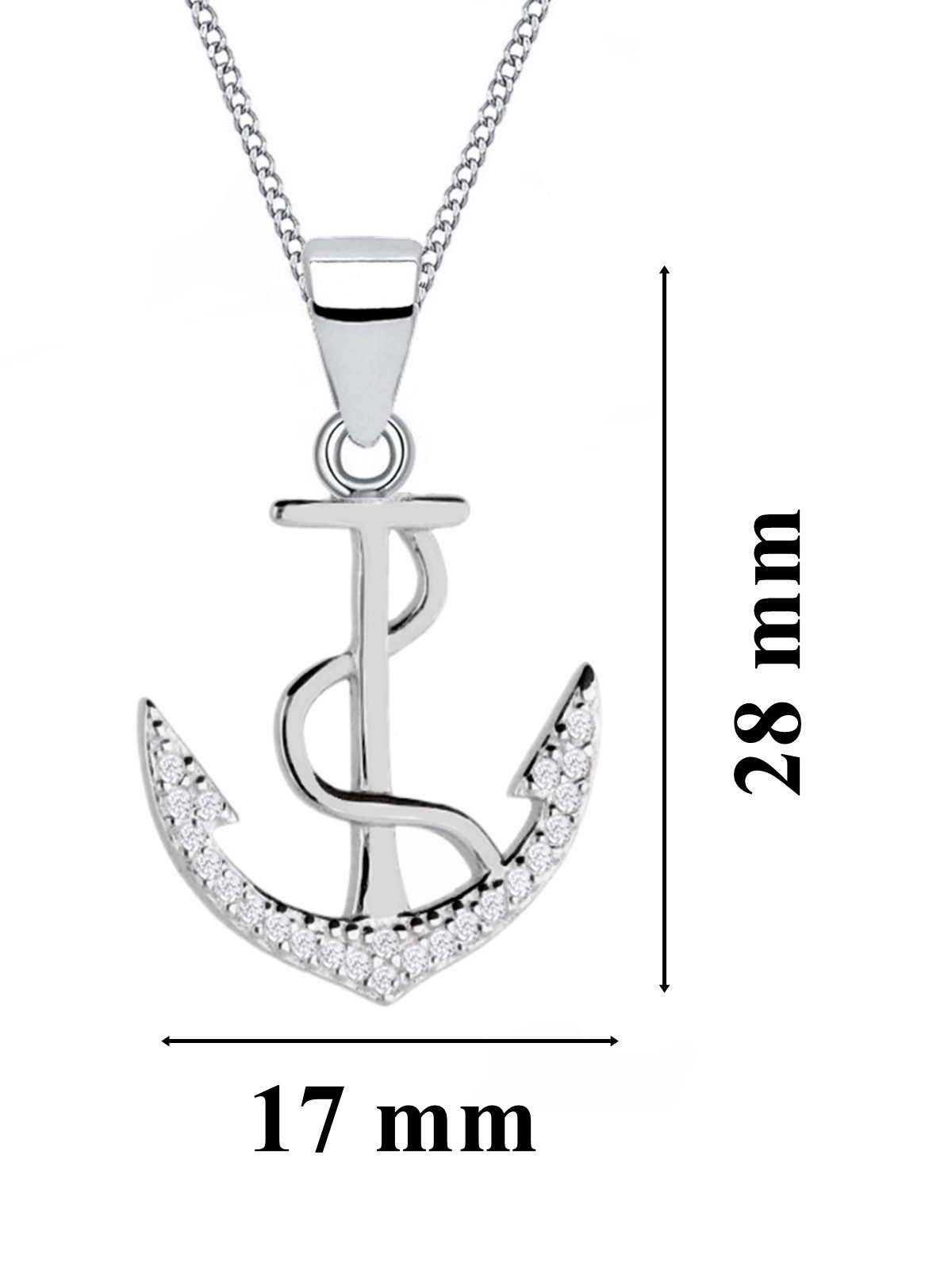 Silberkette Damen Anker 925 mit Zirkonia 45 cm Bild 3