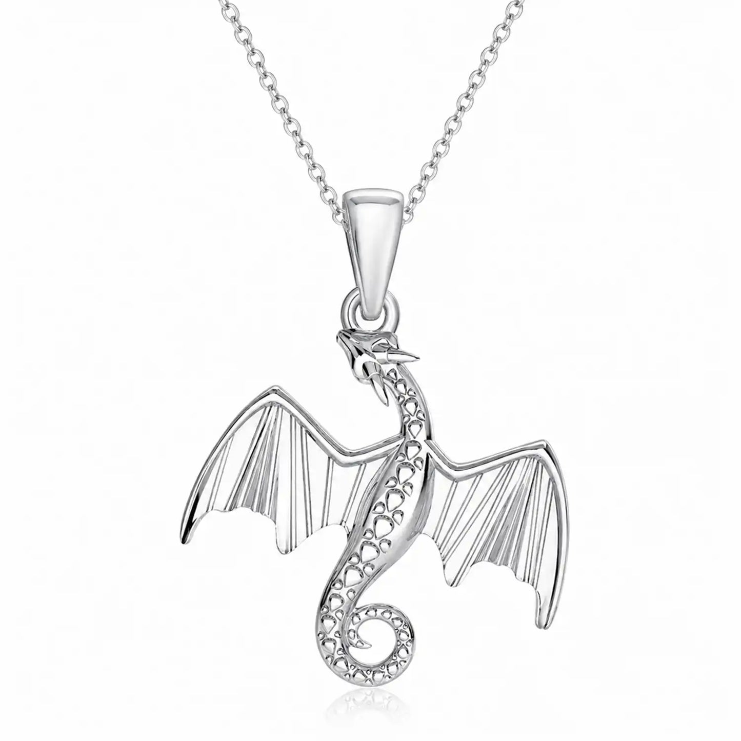 Silberner Drache Anhänger mit Halskette aus 925 Sterling Silber Bild 1