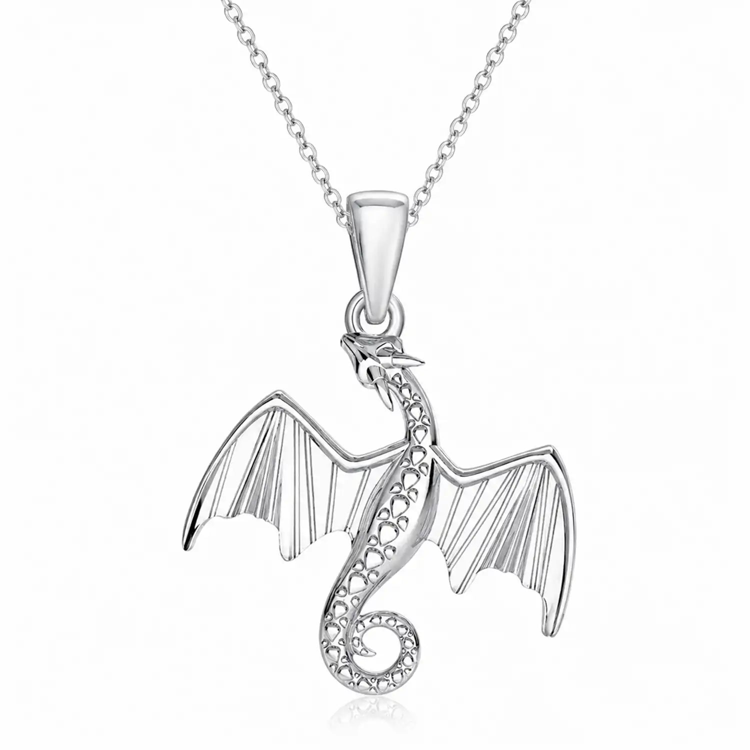 Silberner Drache Anhänger mit Halskette aus 925 Sterling Silber Bild 1