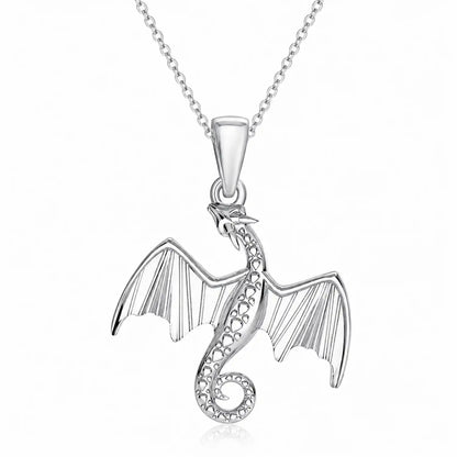 Silberner Drache Anhänger mit Halskette aus 925 Sterling Silber Bild 1