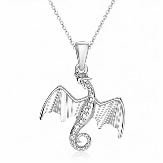 Silberner Drache Anhänger mit Halskette aus 925 Sterling Silber Bild 1