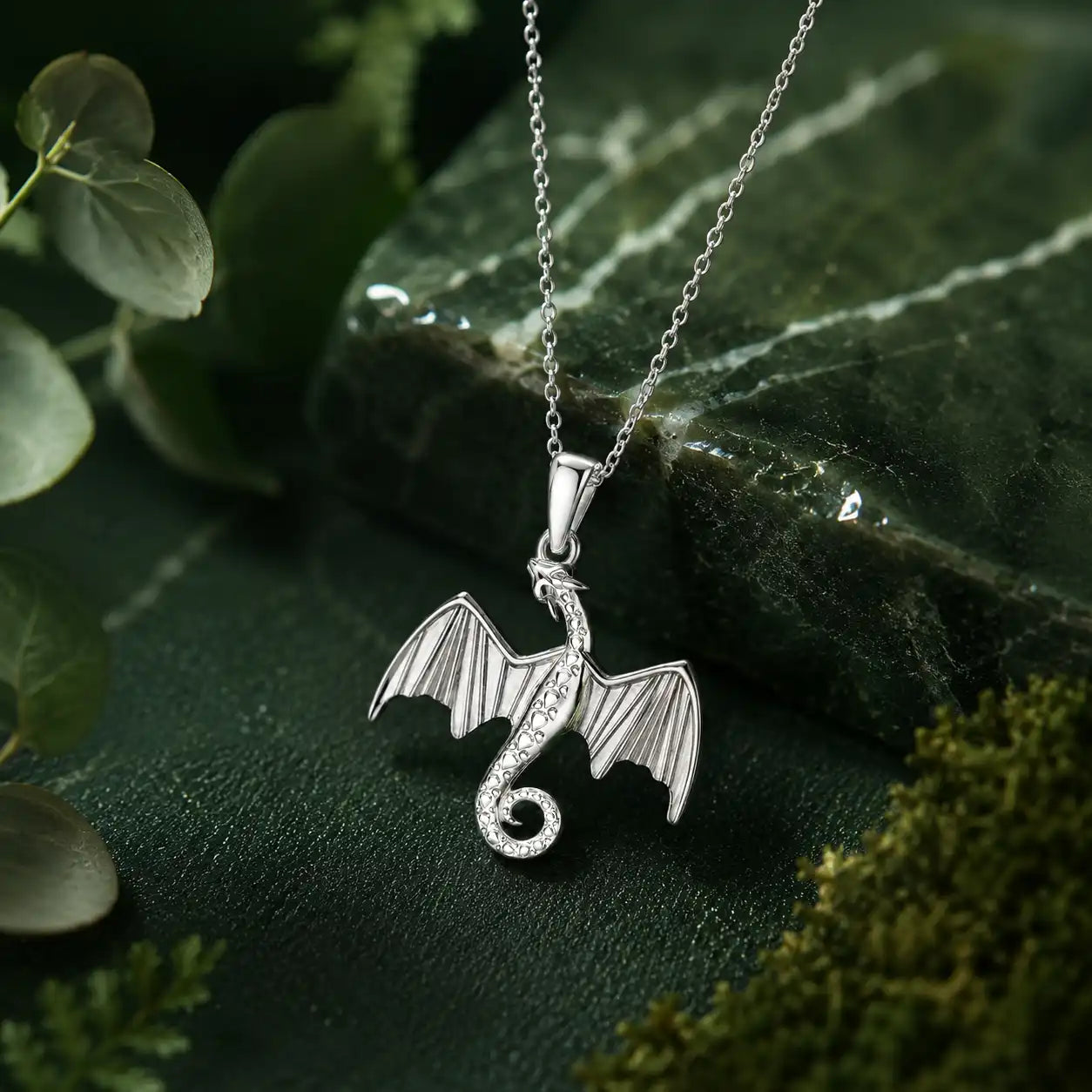 Silberner Drache Anhänger mit Halskette aus 925 Sterling Silber Bild 2