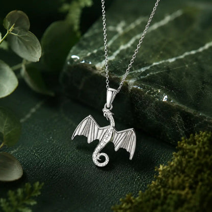 Silberner Drache Anhänger mit Halskette aus 925 Sterling Silber Bild 2