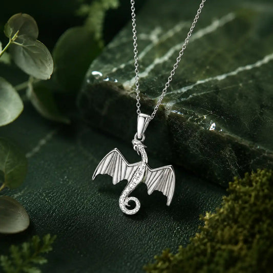 Silberner Drache Anhänger mit Halskette aus 925 Sterling Silber Bild 2