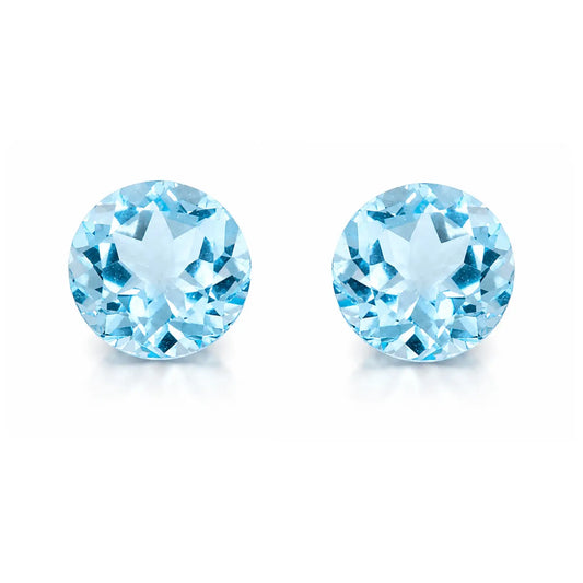 Sky Blautopas 4 mm rund facettiert – 2 Edelsteine Set