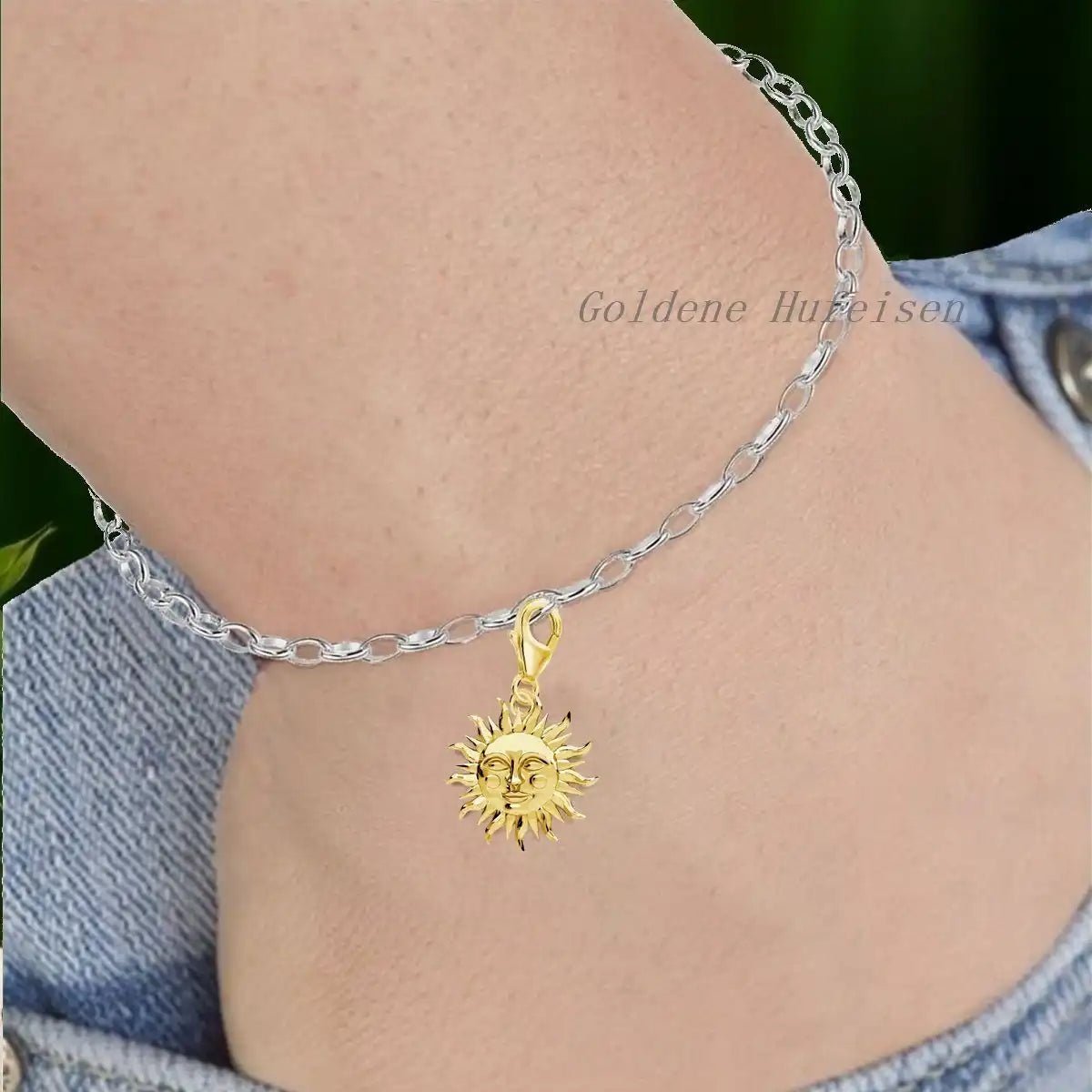 Sonne Charm Anhänger Gold für Armband Bild 2