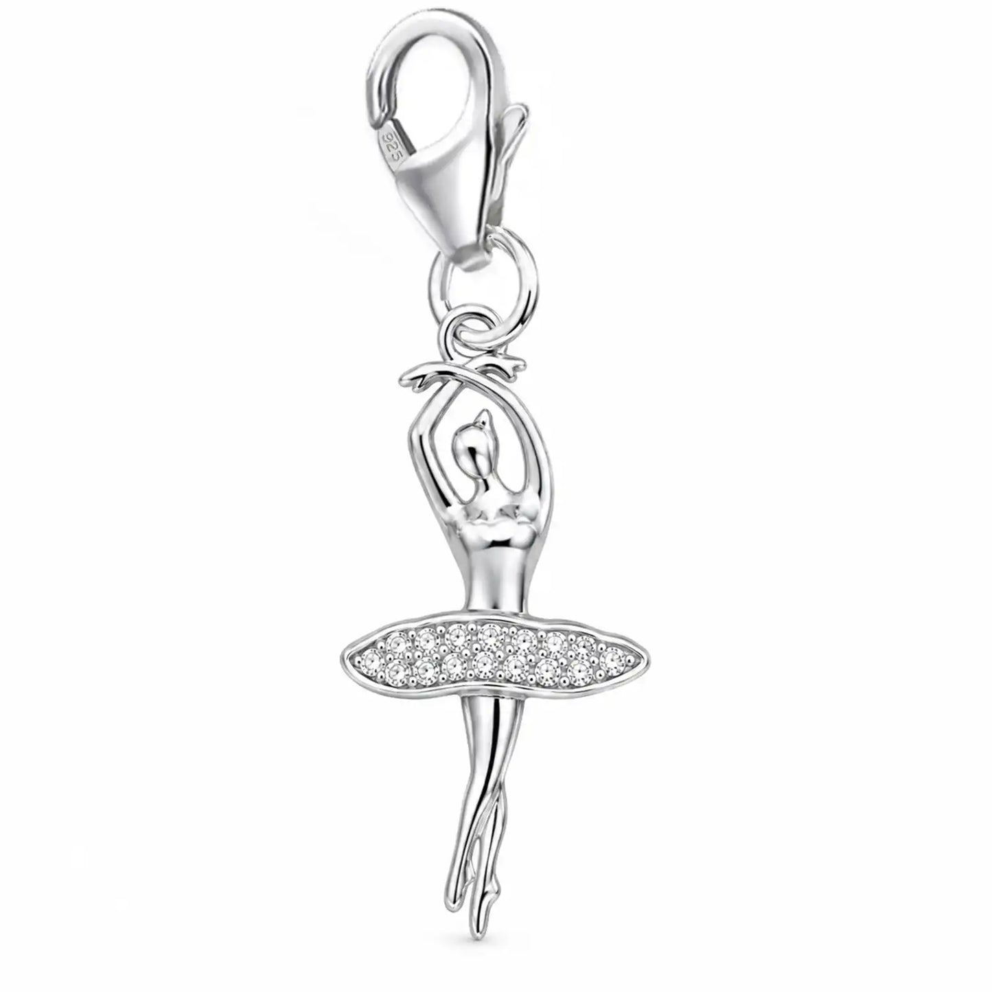 Tänzerin Charm Silber 925 mit Zirkonia - Ballett Schmuck Geschenk Bild 1