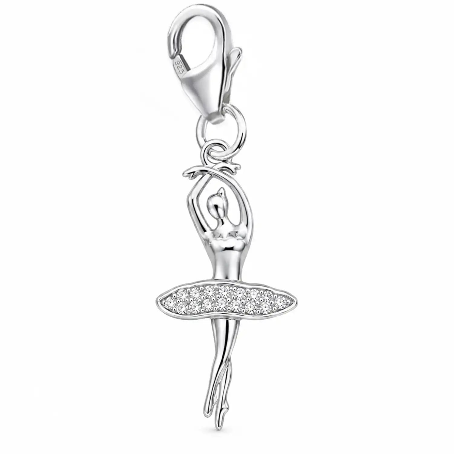 Tänzerin Charm Silber 925 mit Zirkonia - Ballett Schmuck Geschenk Bild 1