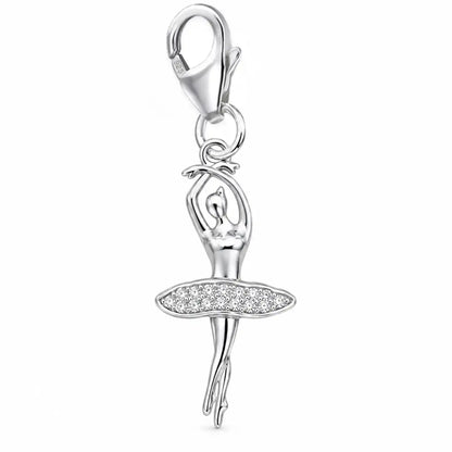 Tänzerin Charm Silber 925 mit Zirkonia - Ballett Schmuck Geschenk Bild 1