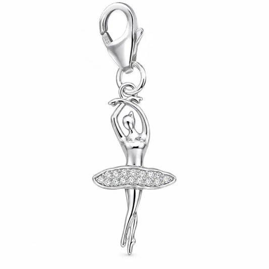 Tänzerin Charm Silber 925 mit Zirkonia - Ballett Schmuck Geschenk Bild 1