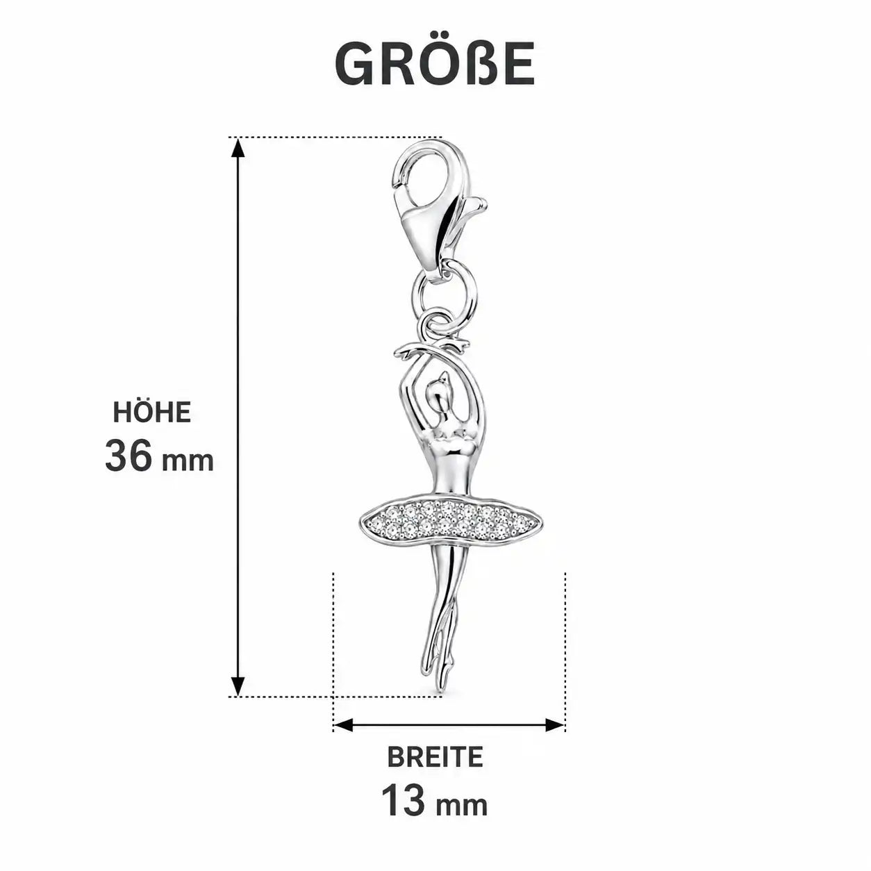 Tänzerin Charm Silber 925 mit Zirkonia - Ballett Schmuck Geschenk Bild 2
