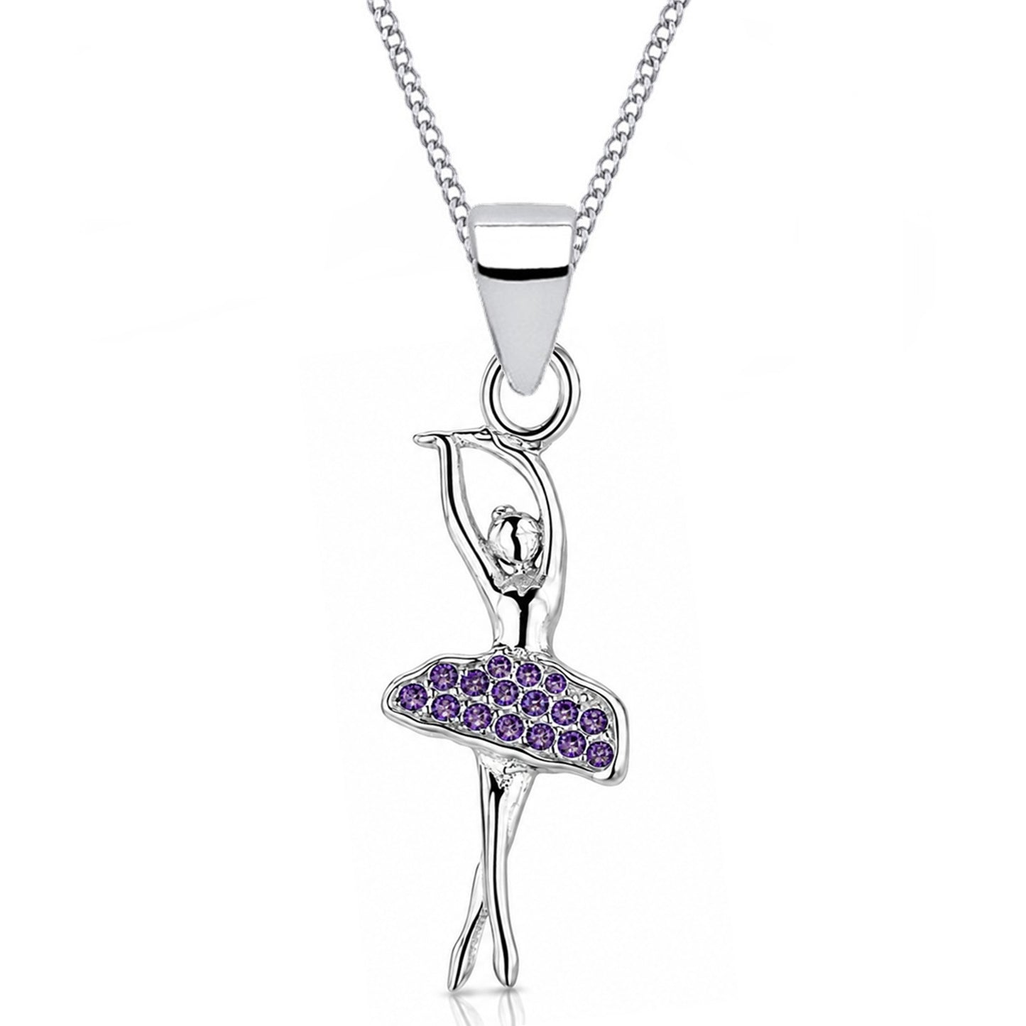 Tänzerin halskette aus 925 Silber mit Ballerina Anhänger lila
