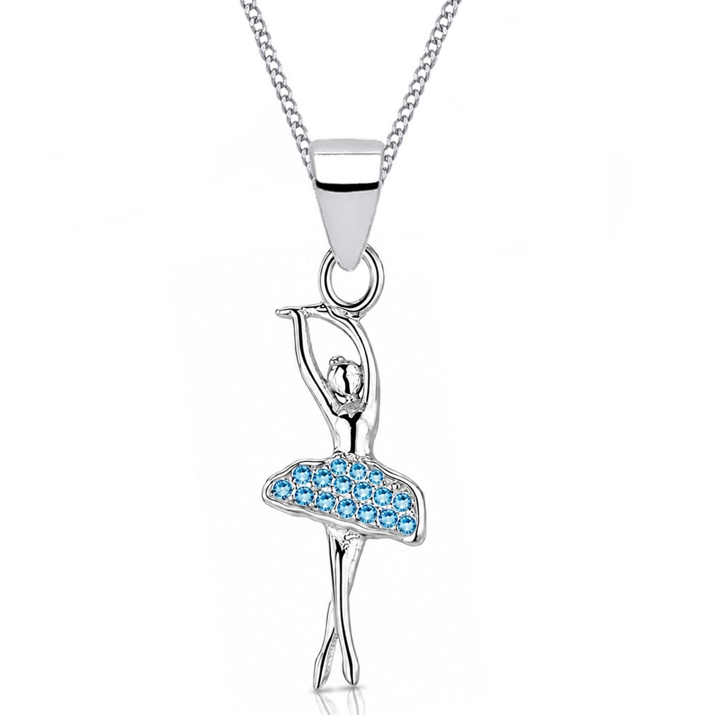 Tänzerin halskette aus 925 Silber mit Ballerina Anhänger Blau