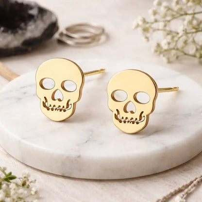 Totenkopf Ohrstecker vergoldet 925 Silber – Schädel Bild 2