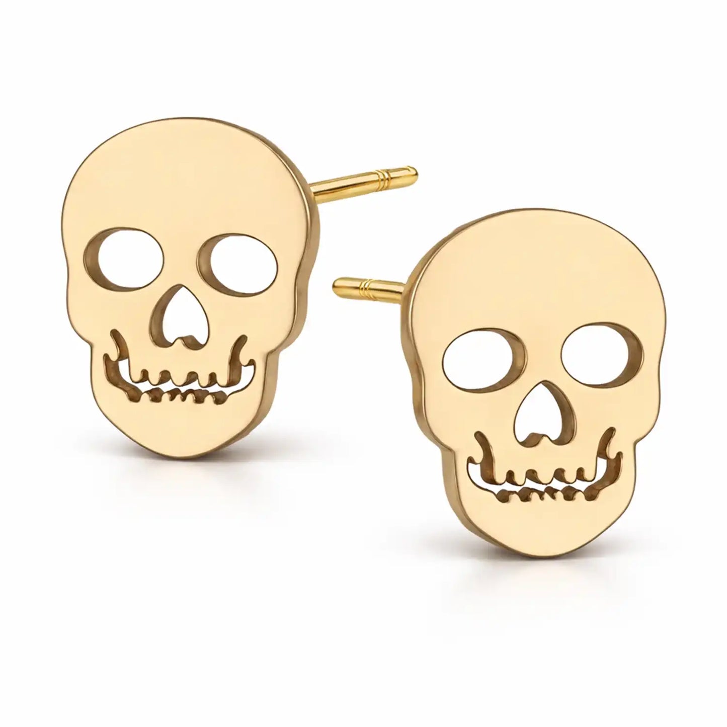 Totenkopf Ohrstecker vergoldet 925 Silber – Schädel Bild 1