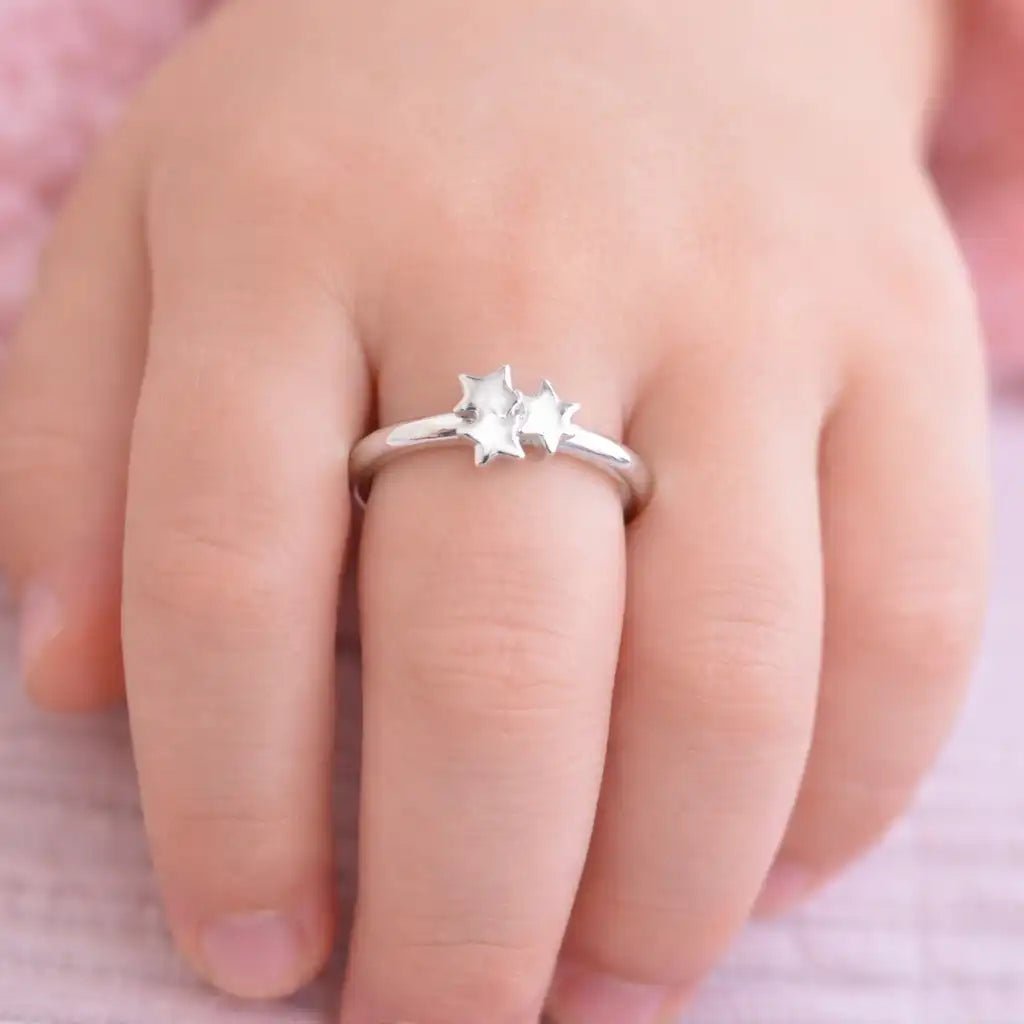 Sterne Fingerring Kinder 925 Silber - Verstellbar Bild 2