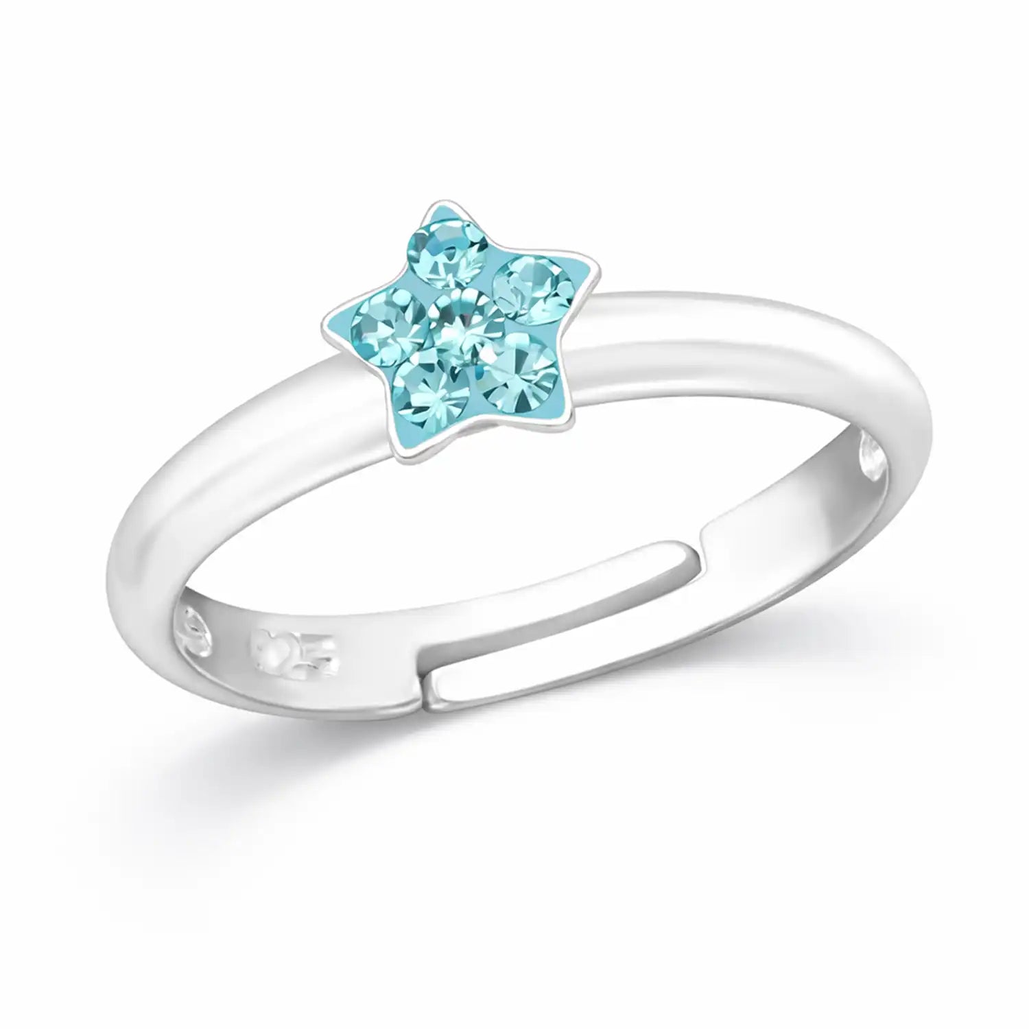 Stern Fingerring Kinder 925 Silber – Kristall Blau Bild 1