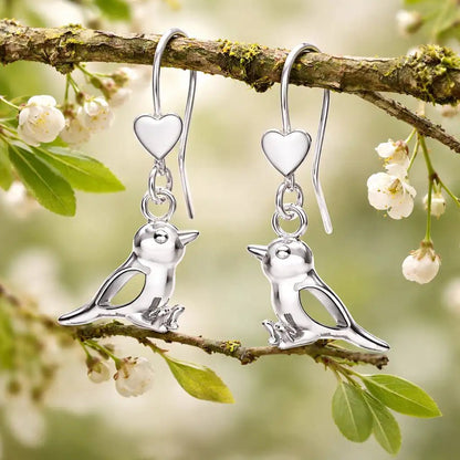 Spatz Ohrringe 925 Silber – Vogel Ohrhänger Natur Bild 2