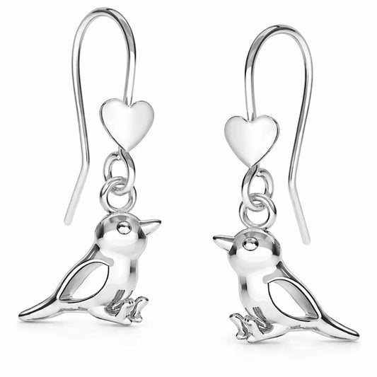 Spatz Ohrringe 925 Silber – Vogel Ohrhänger Natur Bild 1