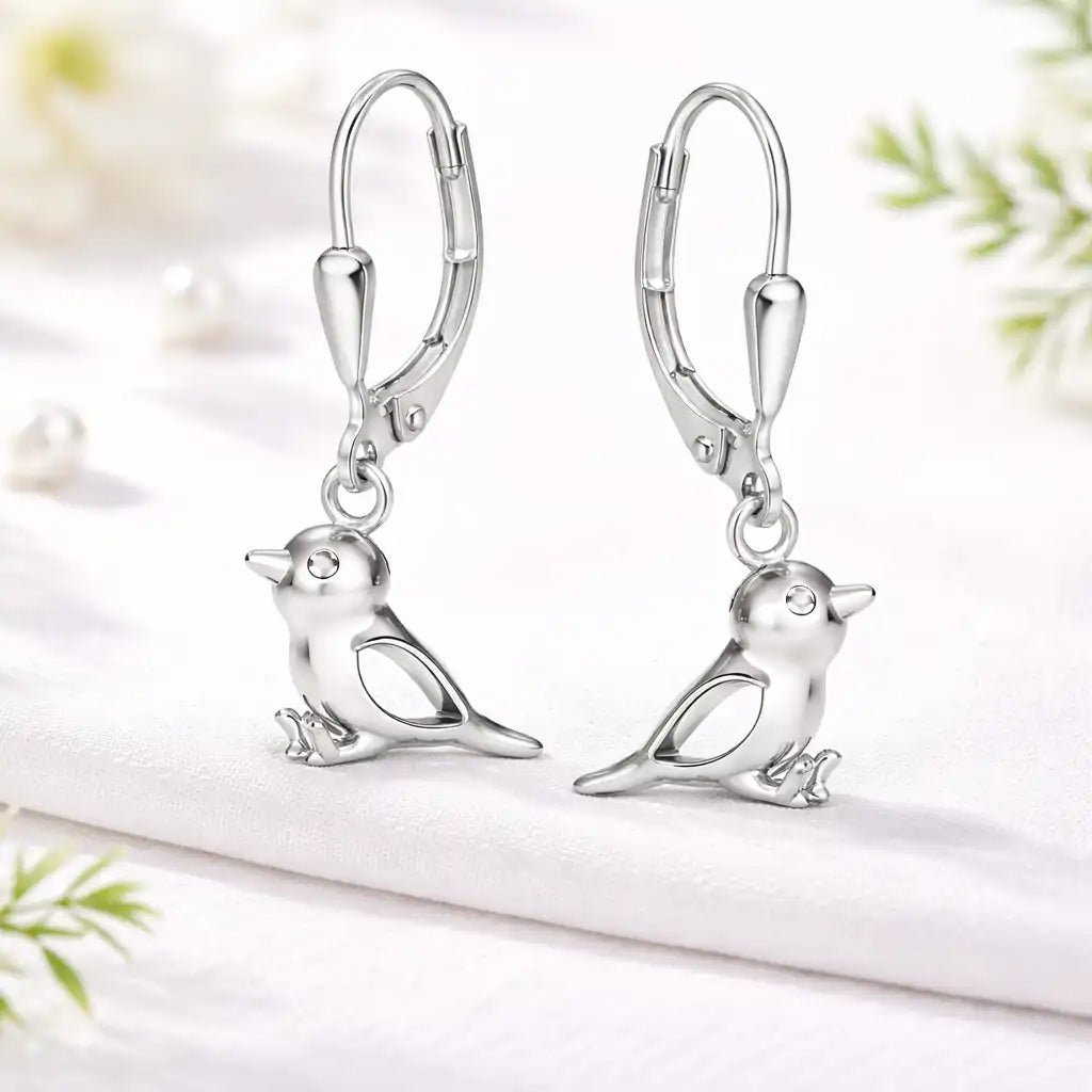 Vogel Ohrringe Kinder 925 Silber - Spatz Geschenk Bild 2