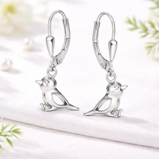 Vogel Ohrringe Kinder 925 Silber - Spatz Geschenk Bild 2