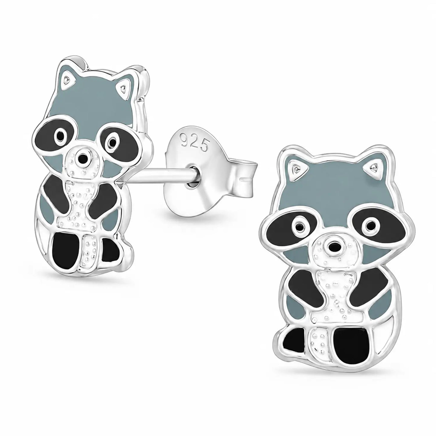 Waschbär Ohrstecker aus 925 Silber – süße Kinderohrringe Bild 1