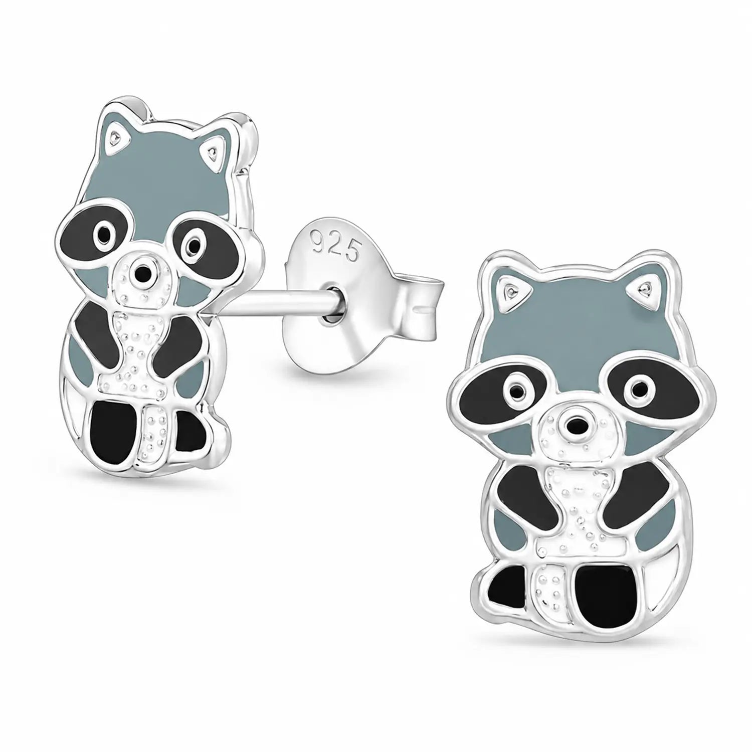 Waschbär Ohrstecker aus 925 Silber – süße Kinderohrringe Bild 1