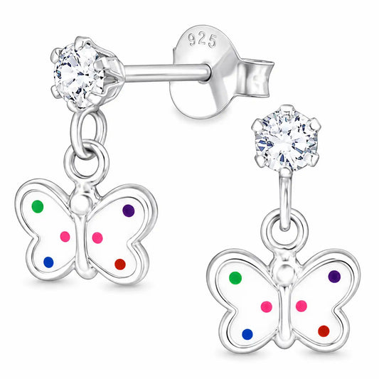 Weiße Schmetterling Ohrstecker aus 925 Silber für Mädchen Bild 1