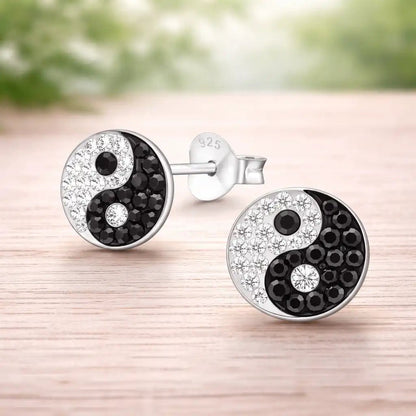 Yin Yang Ohrringe 925 Silber – Rund & Funkelnd Bild 2