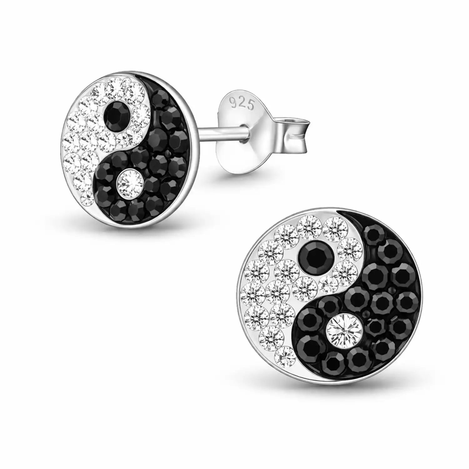 Yin Yang Ohrringe 925 Silber – Rund & Funkelnd Bild 1