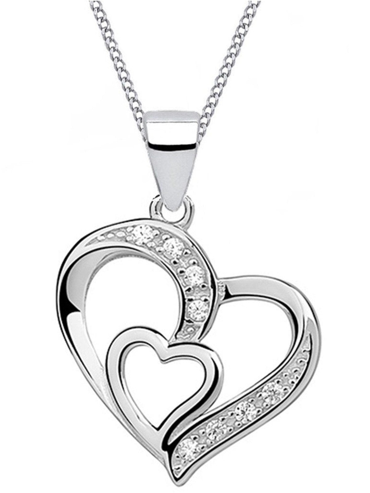 Bicolor Herz Kette aus 925 Sterling Silber inkl. Geschenketui Bild 1